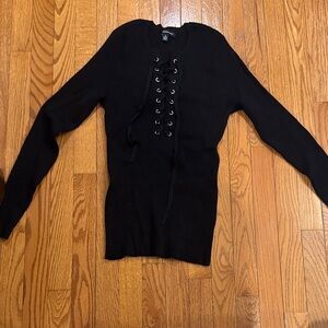 INC International Concepts Black Ribbed Sweater